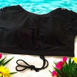 Swim suit top black by Hit Rewind size XL built in bra ties in back adjustable